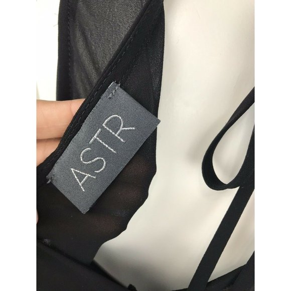 ASTR Romper Surplus Sheer Solid Black Small - Picture 9 of 10